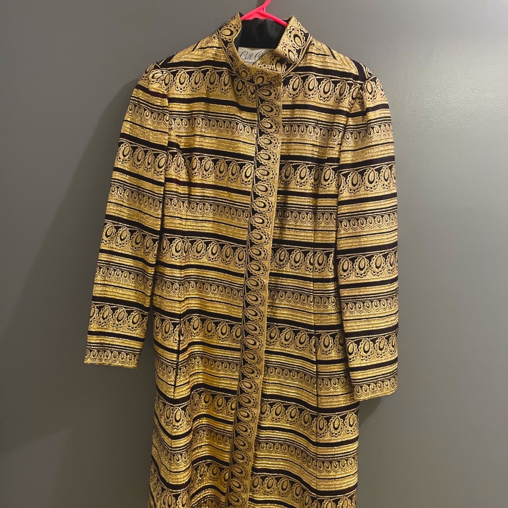 Vintage Embroidered Gold Coat Dress